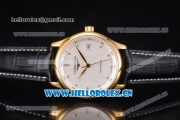 Longines Master Date Swiss ETA 2824 Automatic Yellow Gold Case with White Dial Black Leather Strap and Diamonds Markers