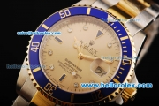 Rolex Submariner Swiss ETA 2836 Automatic Movement Steel Case with Diamond Markers and Two Tone Strap