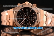 Audemars Piguet Royal Oak Chronograph Miyota OS10 Quartz Rose Gold Case with Black Dial and Rose Gold Bracelet