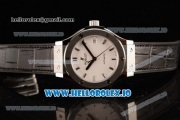 Hublot Classic Fusion Japanese Miyota 9015 Automatic Movement Steel White Dial and Stick Markers Leather Strap (JF)