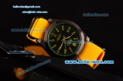 Rolex Milgauss SE Stealth Yellow Asia 2813 Automatic PVD Case Yellow Nylon Strap with Black Dial Yellow Stick Markers