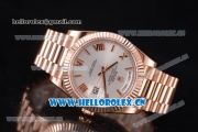 Rolex Day Date II Swiss ETA 2836 Automatic Rose Gold Case/Bracelet with Silver Dial and Roman Numeral Markers (BP)