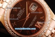 Rolex Datejust Oyster Perpetual Automatic Movement Full Rose Gold with Diamond Bezel and Roman Numerals