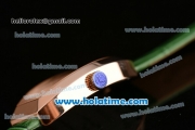 Franck Muller Art Deco Miyota Quartz Rose Gold Case with Green Leather Bracelet White Dial and Black Markers