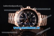 Omega Seamaster Planet Ocean 600M Co-Axial Chrono Clone Omega 9301 Automatic Rose Gold Case/Bracelet with Black Dial and Stick Markers (EF)