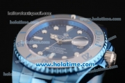 Rolex Submariner Asia 2813 Automatic Full Blue PVD with White Markers and Blue Dial