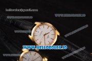 Omega De Ville Tresor Master Co-Axial Swiss ETA 2824 Automatic Yellow Gold Case with Black Leather Strap and White Dial