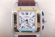 Cartier Santos 100 Quartz Movement Gold Bezel with White Dial