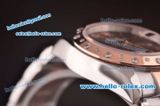 Rolex Datejust Swiss ETA 2836 Automatic Two Tone Case/Strap with Diamond Bezel and Brown Dial
