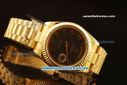 Rolex Day Date II Oyster Perpetual Rolex 3156 Automatic Gold Case with Grey MOP Dial and Gold Strap