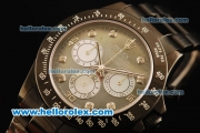 Rolex Daytona Chronograph Swiss Valjoux 7750 Automatic Movement PVD Case with Diamond Markers and PVD Strap