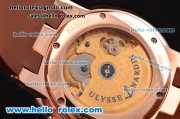 Ulysse Nardin Executive Dual Time ST22 Automatic Run 6@Sec Rose Gold Case with White Dial and Brown Rubber Strap 7750 Coating