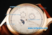 IWC Portuguese Grande Complication Automatic Movement Rose Gold Case with White Dial and Leather Strap