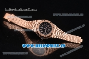 Audemars Piguet Royal Oak Offshore Seiko VK67 Quartz Rose Gold Case/Bracelet with Arabic Numeral Markers and Black Dial