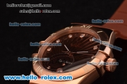 Omega Constellation Swiss ETA Quartz Rose Gold Case with Brown Dial and Brown Rubber Strap