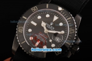 Rolex Submariner Pro-Hunter Automatic Movement PVD Case with Ceramic Bezel-Black Dial and Nylon Strap