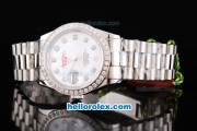 Rolex Datejust Oyster Perpetual Swiss ETA 2836 Automatic Movement White Dial with Diamond Markers and Diamond Bezel