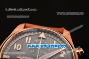 IWC Pilot Chrono Swiss Valjoux 7750 Automatic Rose Gold Case with Black Dial and Brown Leather Strap - 1:1 Original