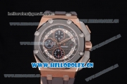 Audemars Piguet Royal Oak Offshore Chronograph Michael Schumacher Clone AP Calibre 3126 Automatic Rose Gold Case with Black Dial Stick Markers and Grey Rubber Strap (J12)