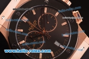 Hublot Classic Fusion Chrono Miyota Quartz Rose Gold Case with PVD Bezel and Grey Dial