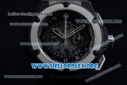 Hublot King Power Unico Black Magic Foudroyante Chrono Swiss Valjoux 7750 Automatic PVD Case with Black Dial Steel Bezel and Black Rubber Strap