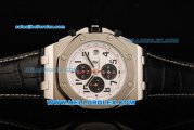 Audemars Piguet Royal Oak Chronograph Quartz Movement Steel Case with White Dial and Black Leather Strap