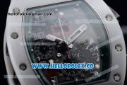 Richard Mille RM 011 Felipe Massa Chronograph Swiss Valjoux 7750 Automatic Ceramic PVD Case with Green and Black Dial Arabic Numeral Markers and White Rubber Strap