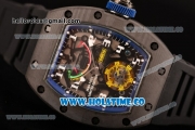 Richard Mille Jean Todt Limited Edition RM 036 Asia Seagull SH Automatic Carbon Fiber Case with Skelton Dial White Markers and Blue Inner Bezel