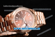 Rolex Datejust Swiss ETA 2671 Automatic Rose Gold Case with Brown Dial Stick Markers and Rose Gold Bracelet (BP)