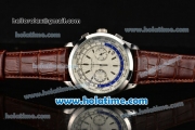 Patek Philippe Complicated World Time Chrono Miyota Quartz Steel Case with White Dial and Stick Markers