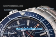 Omega Seamaster Planet Ocean 600 M Co-Axial Chrono Clone 9300 Automatic Steel Case with White Stick Markers and Blue Dial - 1:1 Original (AT)