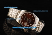 Rolex Datejust Oyster Perpetual Automatic Movement Full Steel with Brown Dial and Diamond Markers