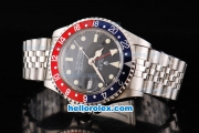 Rolex GMT Master Oyster Perpetual Automatic Movement ETA Case with Blue/Red Bezel-Yellow Markers and Black Dial