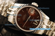 Rolex Datejust Automatic Movement Full Steel with ETA Coating Case and Brown Dial