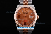 Rolex Datejust Automatic with Rose Gold Bezel and Dial-Small Calendar and Two Tone Strap