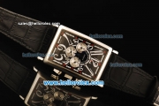 Franck Muller Long Island Chronograph Quartz Movement Steel Case with Black Dial and Black Leather Strap