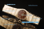 Omega Constellation Swiss Quartz Steel Case with Diamond Bezel and Brown Dial-Stick Markers