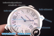 Cartier Ballon bleu de Swiss Quartz Steel Case with White Dial and Black Leather Strap