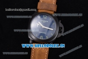 Panerai Luminor 1950 3 Days GMT Asia ST25 Automatic PVD Case with Blue Dial Arabic Numeral Markers and Brown Leather Strap