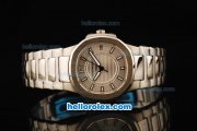 Patek Philippe Nautilus Swiss Quartz Movement Full Steel with Silver Dial and Stick/Arabic Numeral Markers