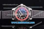 Breitling Superocean 42 Swiss ETA 2824 Automatic Steel Case with Black Dial and Arabic Numeral Markers - Red Inner Bezel