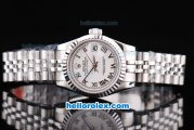 Rolex Datejust Oyster Perpetual Swiss ETA 2671 Automatic Movement Silver Case with White Dial and Roman Markers