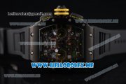 Richard Mille RM 011 Felipe Massa Flyback Swiss Valjoux 7750 Automatic PVD Case with Skeleton Dial and Black Rubber Strap Yellow Markers