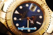 Rolex Yachtmaster Swiss ETA 2836 Automatic Movement Full Gold Case/Strap with Blue Dial and White Round Hour Marker