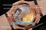 Patek Philippe Nautilus Clone PP 315 Automatic Rose Gold Case with Black Dial and Black Leather Strap (BP)