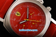 Ferrari Rattrapant Automatic Silver Case with Red Dial and Leather Strap