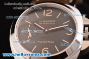 Panerai Luminor Marina Swiss ETA 6497 Manual Winding Steel Case with Black Dial and Grey Leather Strap