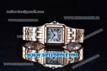 Cartier Santos 100 Japanese Miyota Quartz Rose Gold Case with White Dial Roman Numberal Markers and Rose Gold Bracelet