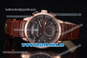 Girard Perregaux 1966 Dual Time Clone Girard Perregaux GP03300-0119 Automatic Rose Gold Case with Grey Dial Stick/Arabic Numeral Markers and Brown Leather Strap