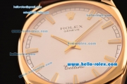 Rolex Cellini Danaos Swiss Quartz Yellow Gold Case with Brown Leather Strap White Dial Stick Markers